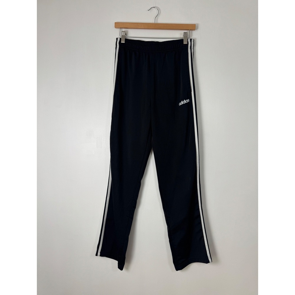 Athleisure Adidas Mens Medium Track Pants Black White Primegreen 3-Stripe Sport